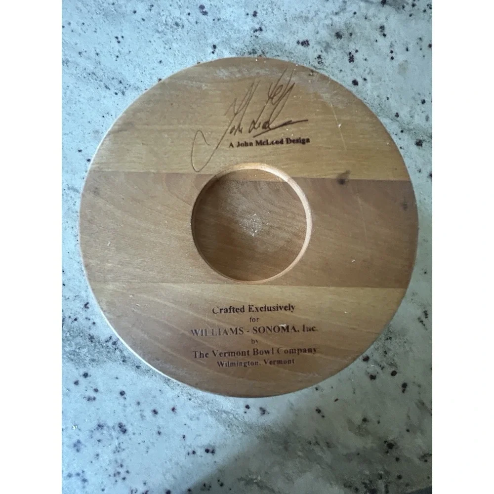 Williams Sonoma Hand Crafted Wood Serving Fruit Salad Bowl John McLeod SIGNED